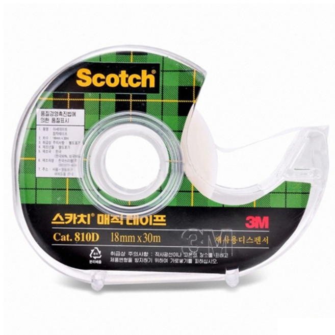 스카치 매직테이프 810 디스펜서 18mm x 30m, 혼합 색상, 5개