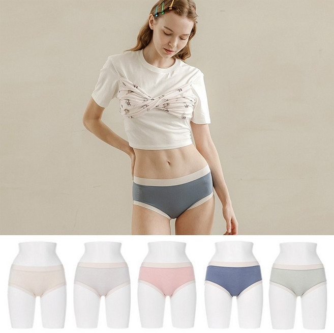 라페어 라페어 레트로레이디 무드 솔리드 인견 팬티 5종 패키지 LWHFW254-MT 411831