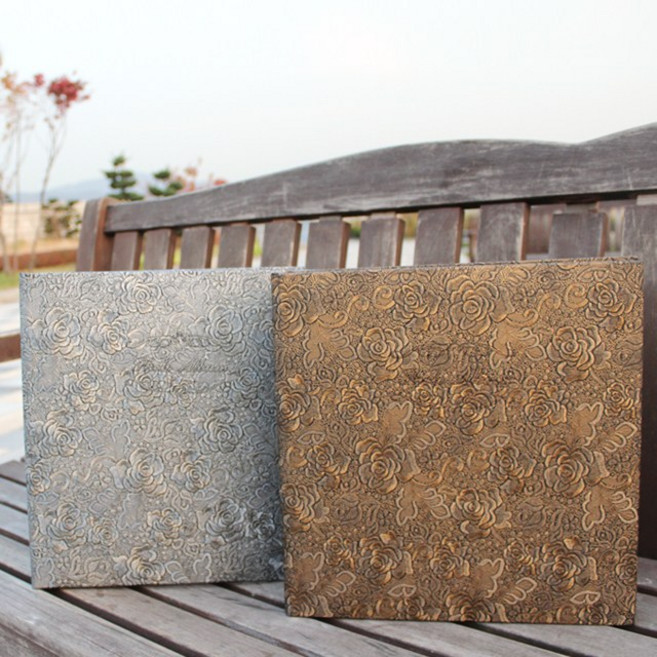 문구백서 대형 가죽앨범 접착식 포토 사진앨범 40매, 다크 브라운-백지, 로즈마린 접착식앨범