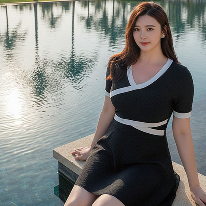 네보라 빅사이즈 체형커버 원피스 수영복