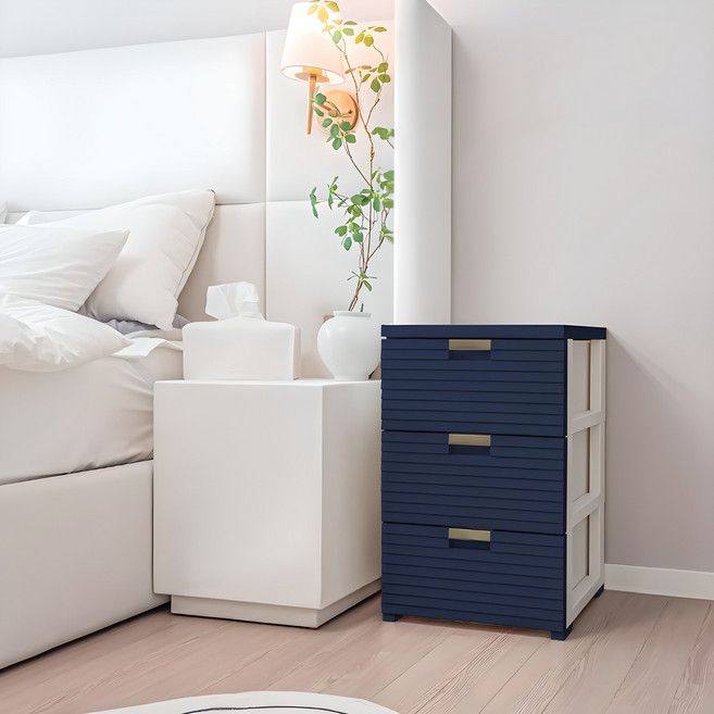 아임홈리빙 LINE 서랍장, 3단, 네이비