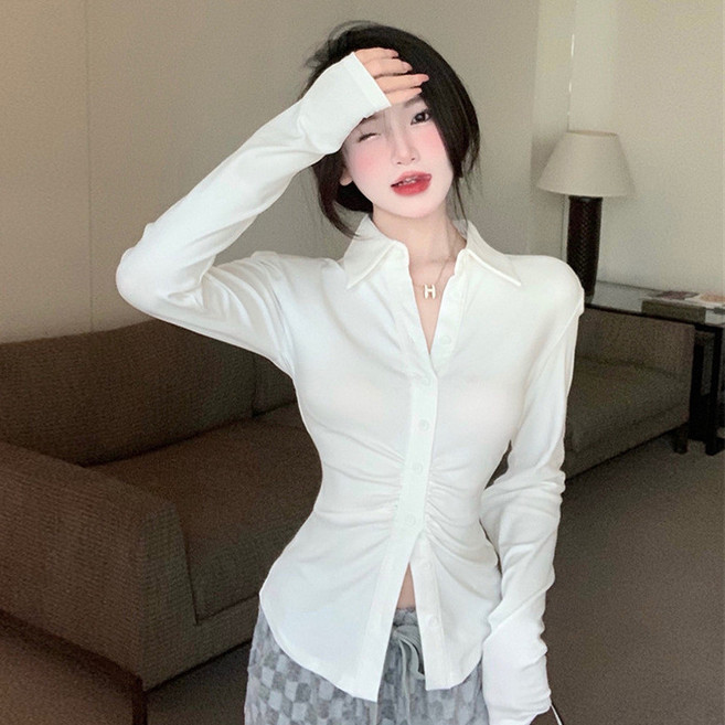 韓版修身顯瘦長袖襯衫