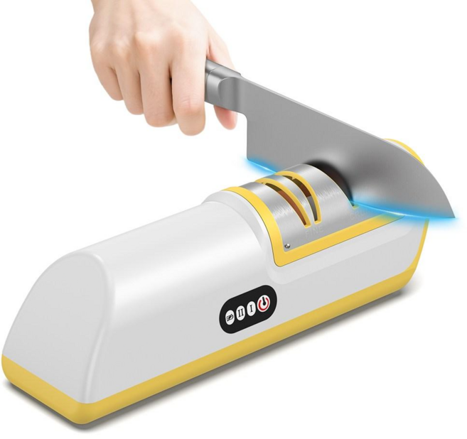 APEXSO 전동 칼갈이 3초자동 칼가는기계 전기 스마트엣지 칼가리 업소용 칼갈기 가정용 숫돌, 옐로우, 1개