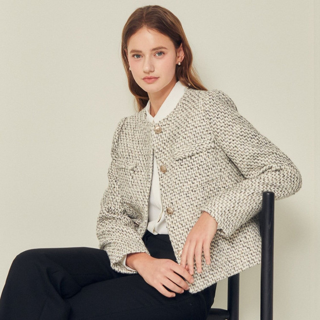 [국내백화점] JJ지고트 여성 울 블렌드 크롭 트위드 재킷 GS2M0JK901 GS2M0JK901-PH 우아무드 세레모니핏