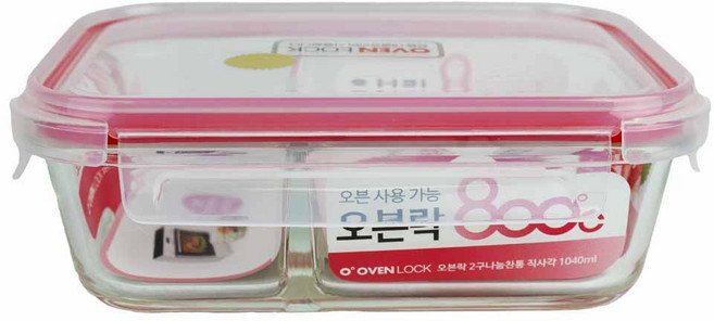 오븐락 내열유리 나눔찬통 직사각 1040ml 유리용기 전자레인지 오븐용, 1개, 1