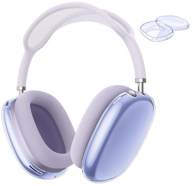 Fintie AirPods Max 헤드폰용 케이스 커버 부드러운 TPU 투명 스크래치 방지 보호 Max용 액세서리 스킨 보호대 (투명 퍼플), Clear Purple, 투명 퍼플