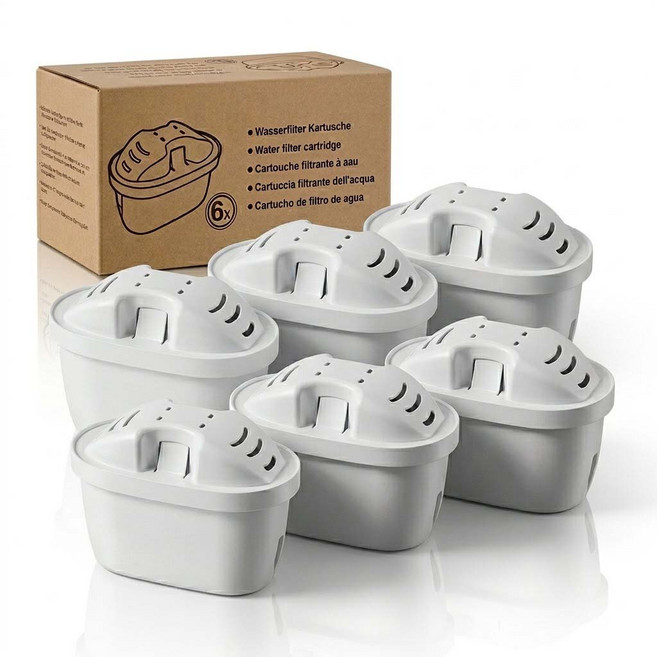 Klamol 필터(브리타 정수기 맥스트라 필터 호환) 6개입 브리타 호환 필터 물속 불순물 및 잡냄새 감소, 1세트, Klamol_K110_6x