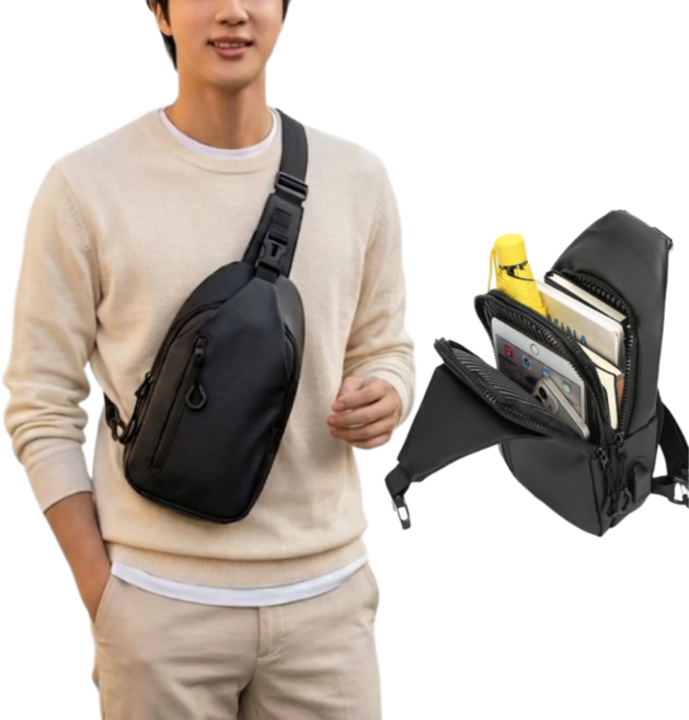 라이프토닉 남성 슬링백 여행용 미니 크로스백 생활방수 가벼운 휴대용 등산 러닝 보조가방