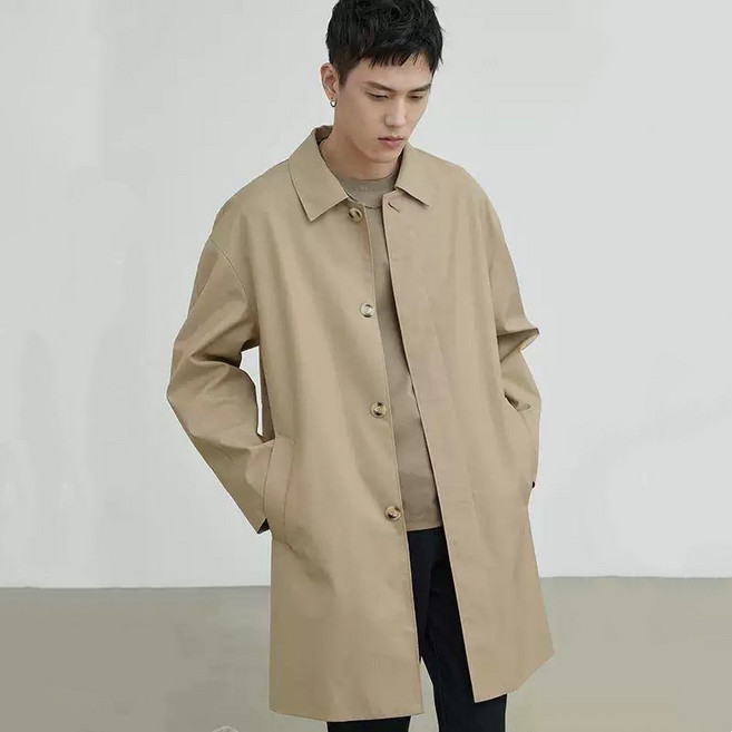 휠렉스 남성 봄 싱글 롱코트 맥코트 베이직 간절기 데일리 아우터 J307