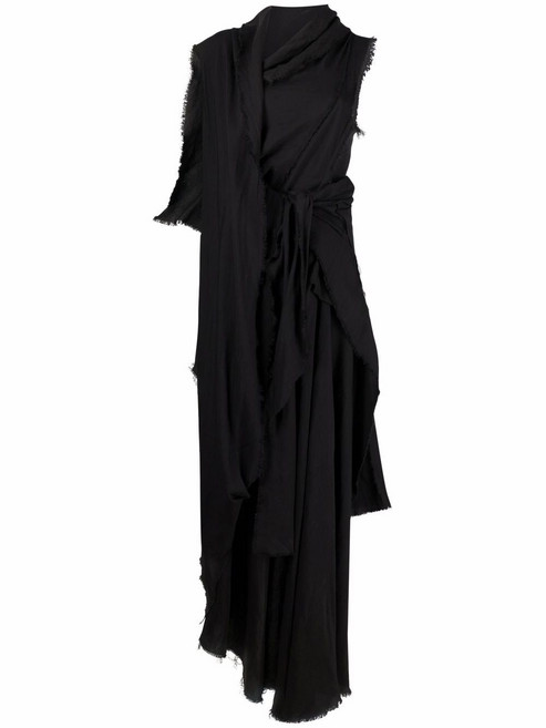 요지야마모토 비대칭 드레이프 맥시 드레스