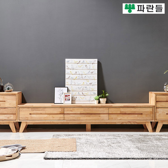 파란들가구 고무나무원목 서랍형 2000 TV거실장 원목거실장, 네츄럴