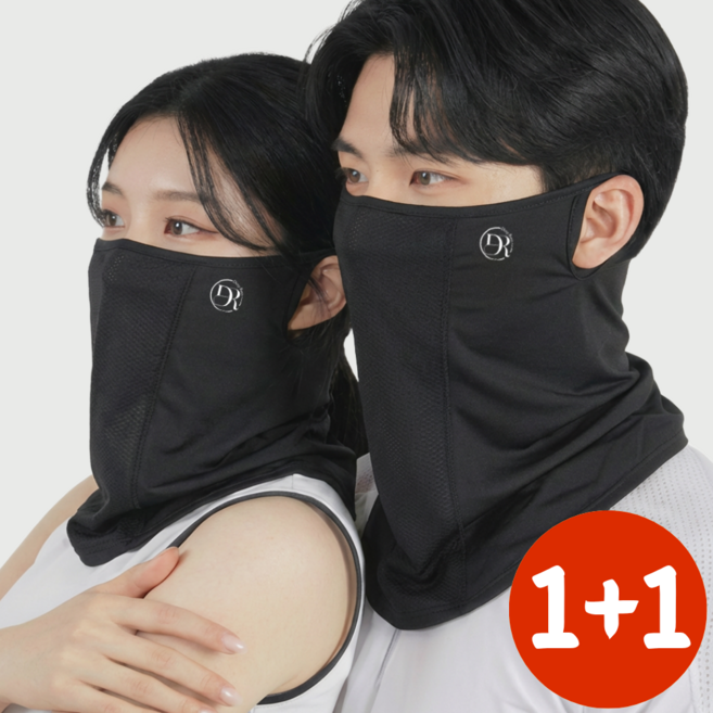 딥루트 자외선차단 골프마스크 멀티스카프 햇빛가리개, 블랙+블랙, 1세트