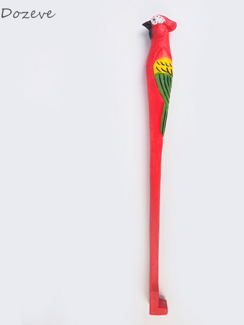 Dozeve 동물형 나무 효자손 큐티 나무 조각 장식품, 앵무새