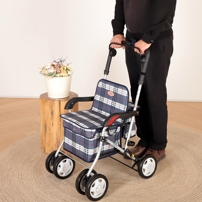 NEWELL 노인용 실버카 접이식 보행보조차 보행기 쇼핑카트 겸용 이동보조 옵션 선택형, 1개