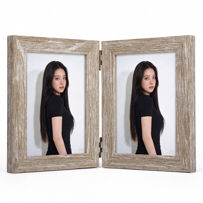 Olivet 인테리어 액자 벽걸이 탁상용 겸용 무타공 사진틀, 1개, 회백색