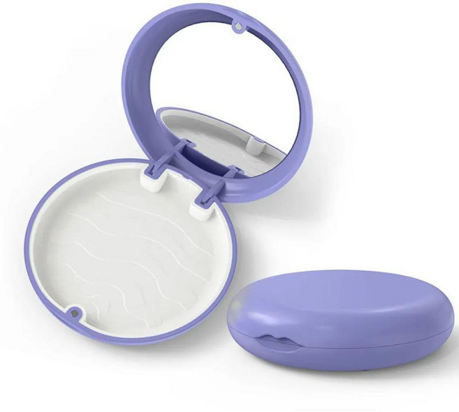 리테이너 케이스 치열 상자 기기 틀니 가짜 치아 입 가드 보관, 1개, 36. Purple-white-mirror