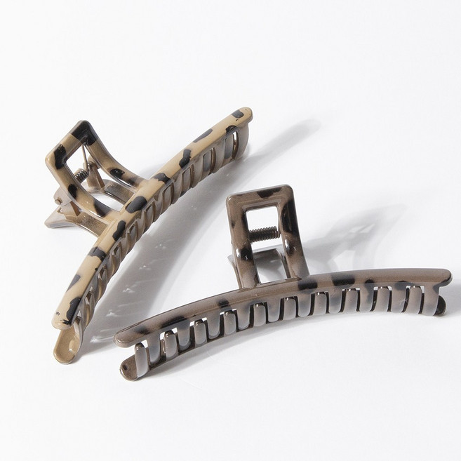 호피 레오파드 유광 꼬임 대형 헤어집게핀 반묶음 올림머리 2개 세트