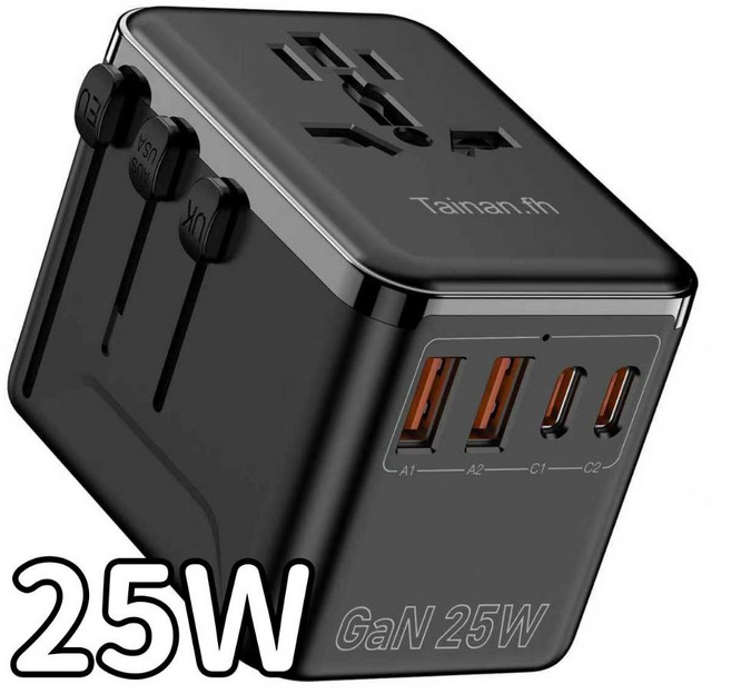 Tainan.fh 萬國旅行充 100W GaN 適用180國家, 黑色, 1個, PD 25W(快充)