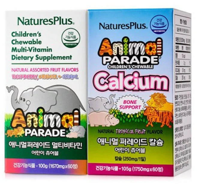 네이처스플러스 애니멀퍼레이드 칼슘 + 멀티, 60정, 2개 - 쿠팡