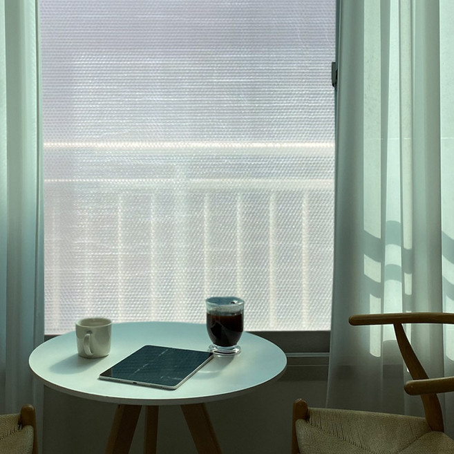 [딱포미] 물없이 붙이는 뽁뽁이 -더블- 무지 1m X 5m 겨울 단열뽁뽁이 단열창문뽁뽁이 결로방지 난방비절감 필수템, 1개