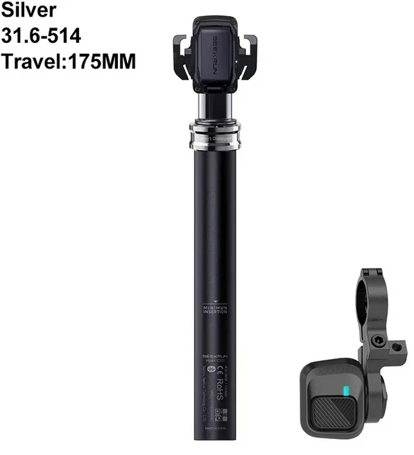 SEEKRUN S7 스마트 무선 리프팅 시트 폴 충전식 전동 시트포스트 IP67 방수 드로퍼 시트 포스트 자전거용, 01 31.6-514 175MM, 01 빠른  Mainland, 1