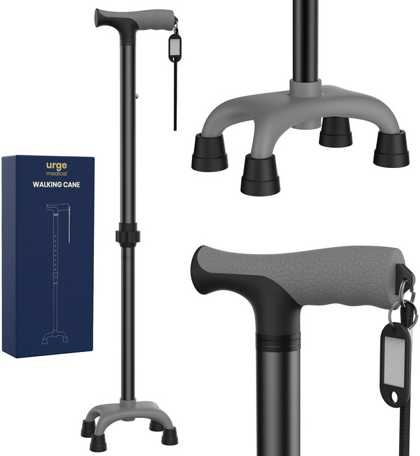 초경량 알루미늄 높이 조절 가능 노인을 위한 미끄럼 방지 지팡이, 1개, 회색