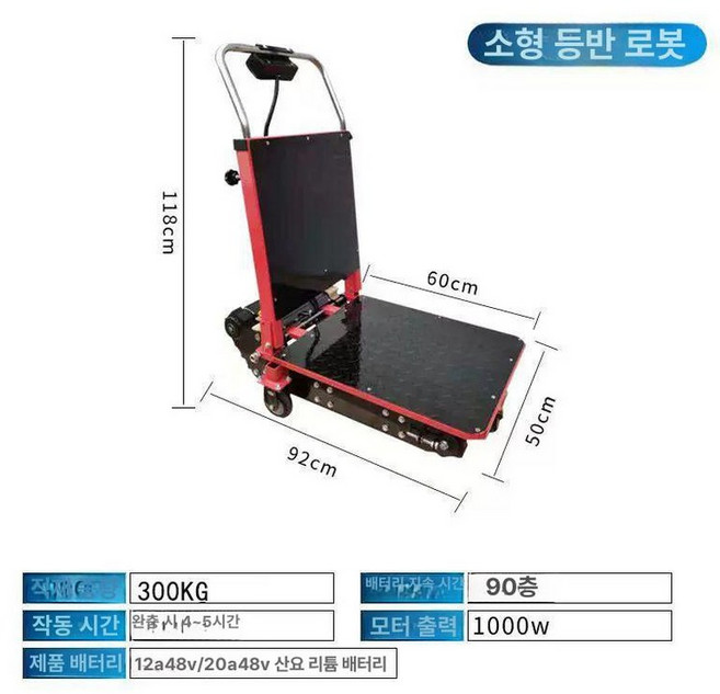 전동 계단운반기 계단 도비 1개 구르마 접이식, 블랙