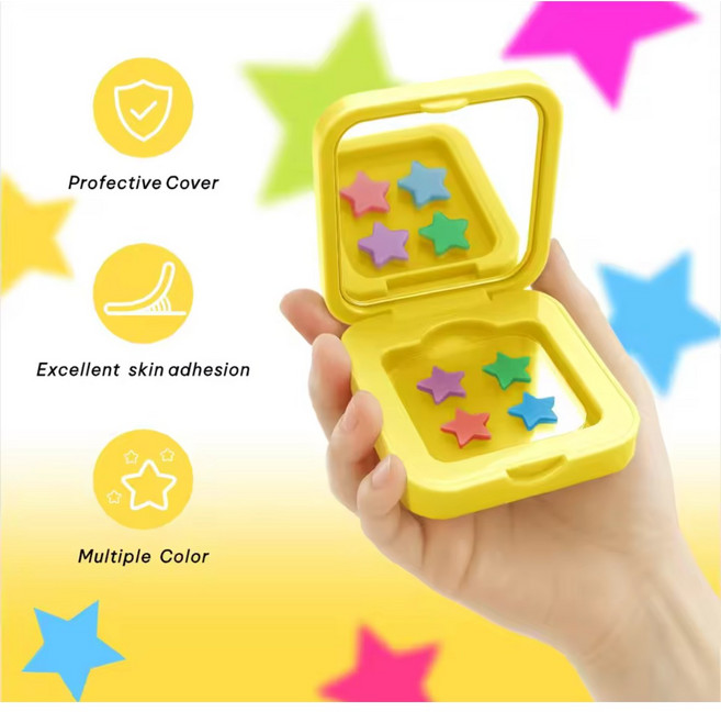 HITWORKER 별모양패치 손거울케이스 여드름트러블패치 하이드로콜로이드패치 60개입 1개, 혼합색상