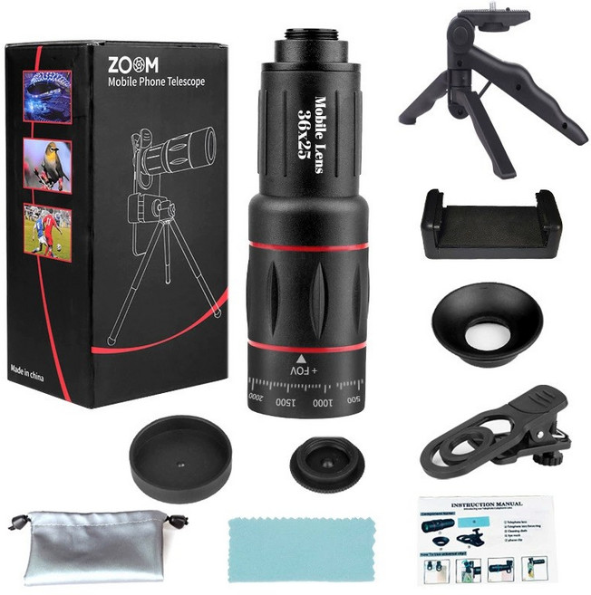 ZOOM 手機長焦望遠鏡 演唱會攝影專用, 1個, 36倍鏡手持支架套裝