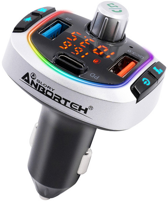 安伯特 車用藍牙MP3音樂播放器 PD QC3.0快充, 白色, AE090150