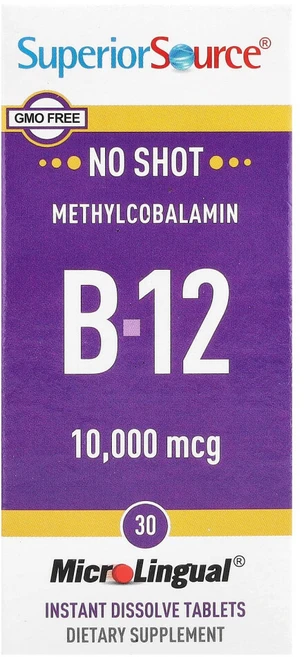 Superior Source 메틸코발라민 B-12 10000 mcg 녹여먹는 빠른 용해 30정, 1개 - 쿠팡