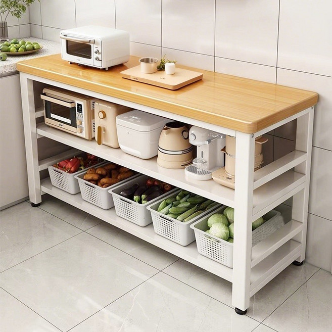 뷔이위이 주방수납장 튼튼한 주방 산반 테이블 3단 1000/1200, 화이트&우드