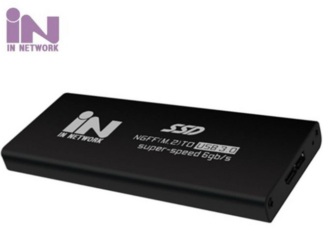 인네트워크 USB3.0 NGFF M.2 SSD 외장하드 케이스 블랙, IN-SSDM2BK, 1개
