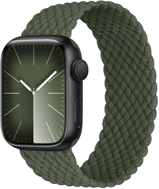 밴드톡 애플워치 호환 브레이드 스포츠 솔로루프 나일론 스트랩 11 10 9 8 3 7 6 5 울트라1/2/3 SE1/2/3, 군녹색