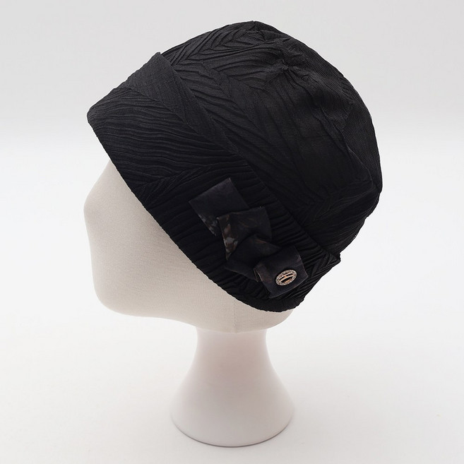 에스랑 로하리본 여성 주름 리본 포인트 비니모자 항암모자 데일리 패션모자