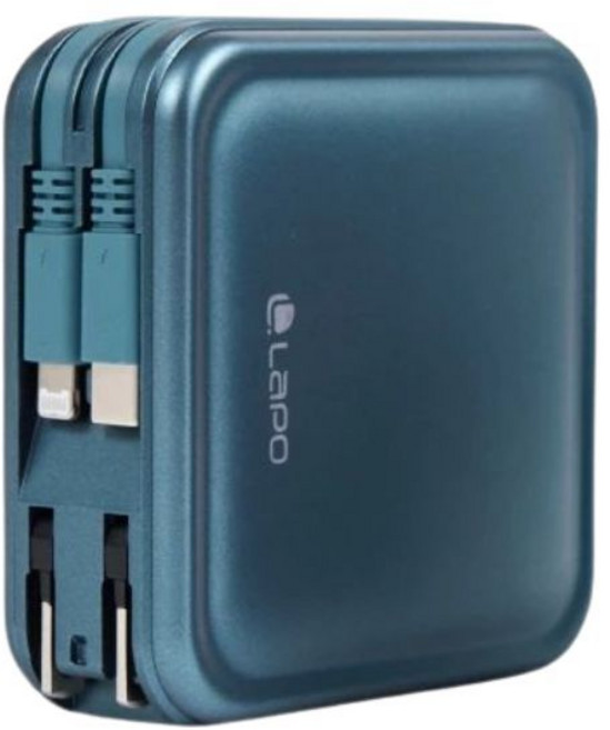 LaPO WT-08S 10050mAh 行動電源 搭載日本松下電芯 支援Apple Watch無線充電, 沉靜綠,Type-C+Lightning蘋果