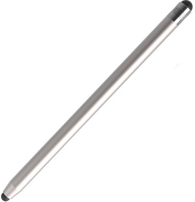 鋁合金觸控筆手機平板通用 雙頭觸控筆 ipad 平板 安卓 蘋果手寫筆 手機觸控筆 平板觸控筆 繪畫 電容筆, 雙頭矽膠【月光銀】, 1個