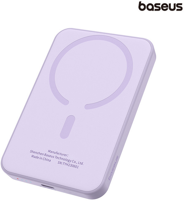 베이스어스 20W 무선 맥세이프 미니 고속충전 보조배터리 5000mAh, (퍼플) P10022107513-00