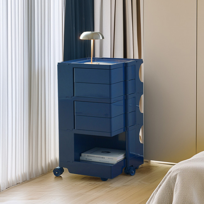 [리비니아] 바비 이동식 수납 회전서랍 빙그리 트롤리 9Colors, 4단, 네이비(딥블루)