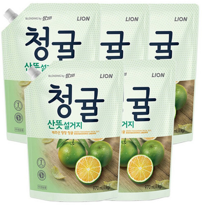 참그린 청귤 산뜻 설거지 1kg x 5개 리필용