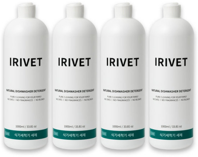 아이리벳 내츄럴 식기세척기 세제 1000ml 4개 / EWG 그린등급