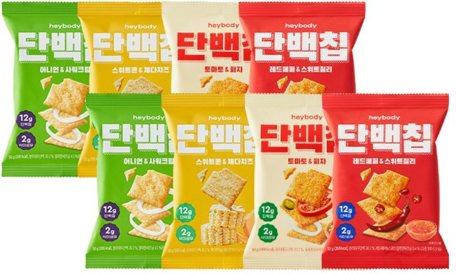 엠비티아이 단백칩 어니언 + 페퍼 + 콘 + 피자, 8개, 50g