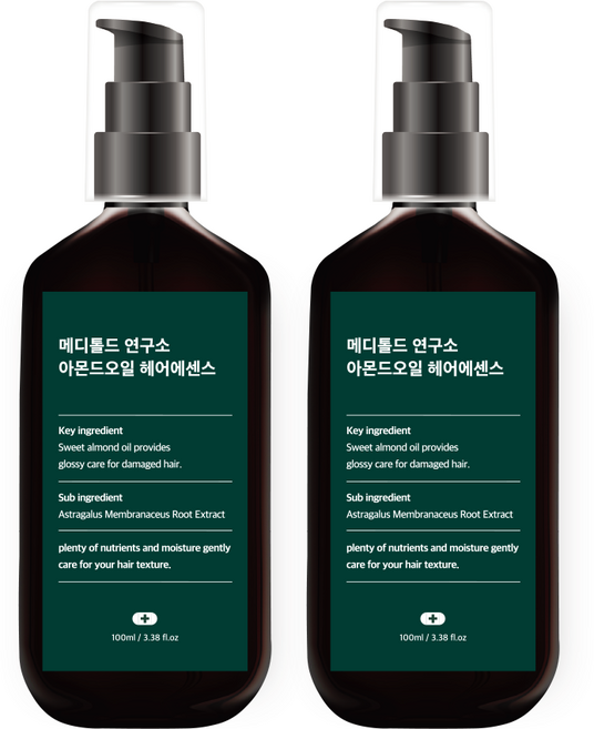 메디톨드 연구소 아몬드오일 헤어에센스 피디오일, 2개, 100ml