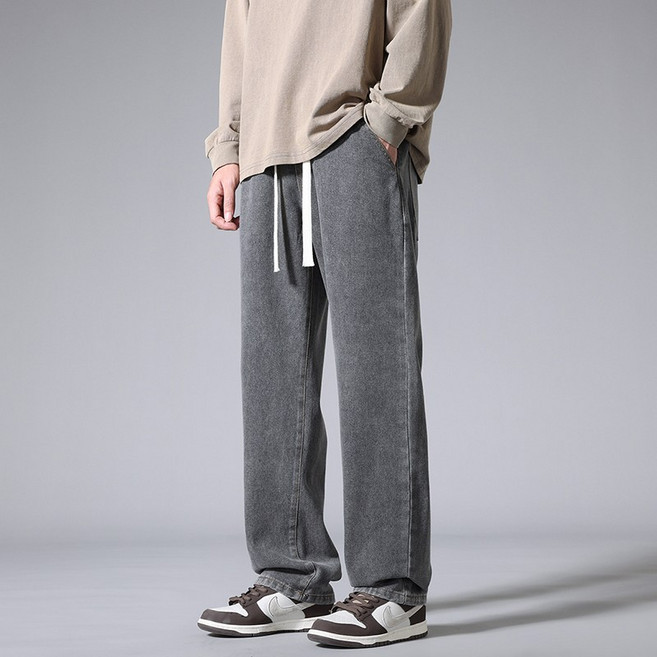男士牛仔褲 直筒寬鬆 韓版潮流休閒長褲
