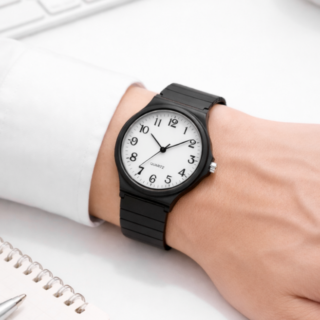 룸앤업 조용한 저소음 학생 아날로그 수능 손목 시계