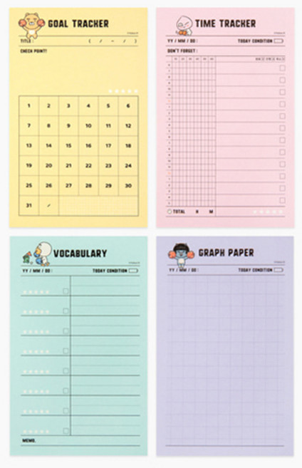 카카오 치얼업 스터디 점착 메모지 골트래커, 튜브 단어장