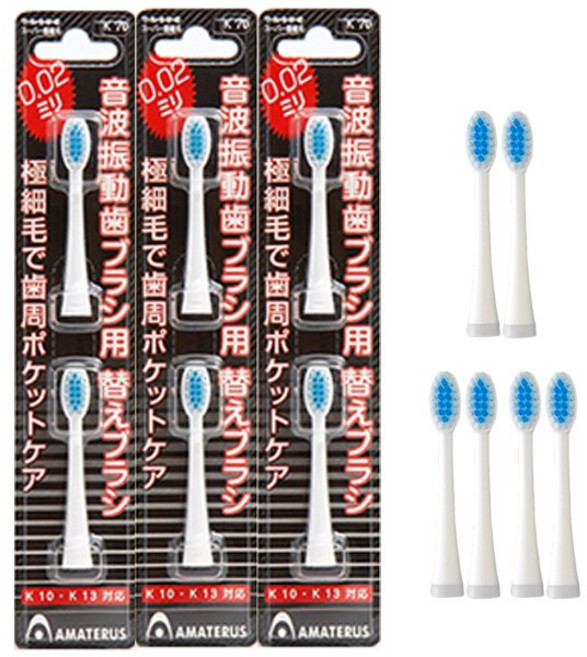 한정특가 아마데라스 음파 전동 칫솔 리필칫솔모 6P 패키지, 1세트, 리필모6P