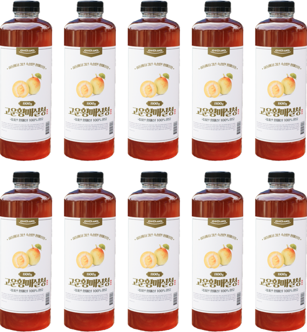 카페 음료 에이드 베이스 매실 액기스 원액 대용량 고운 황매실청 1100g 1박스 10개입, 1.1kg, 10개, 1개입