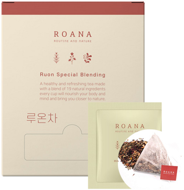 [로아나] 루온차 프리미엄 자연한방차 19가지 전통 침출차 항산화 면역 피로회복, 5개, 30개입, 90g