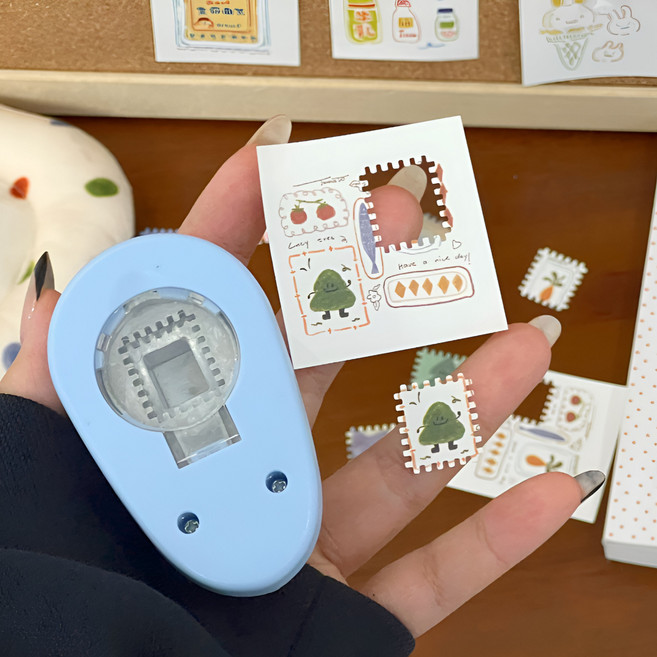 피에스컴퍼니 우표 모양 펀치 펀칭기, 1개, 블루 우표